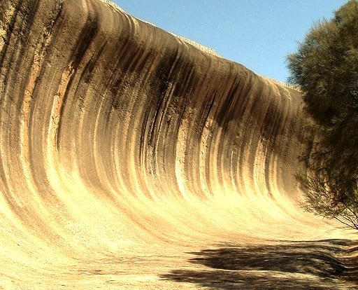 by holtieshouse on Flickr.Wave Rock is a natural rock formation located east of the small town of Hyden in Western Australia.