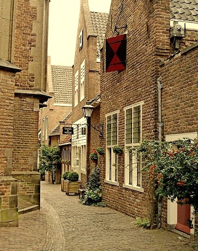 Medieval streets of Nijmegen in Netherlands
