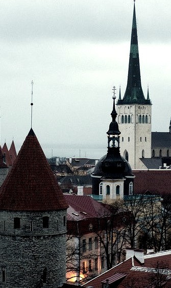 Spires and towers of the old town in Tallinn, Estonia