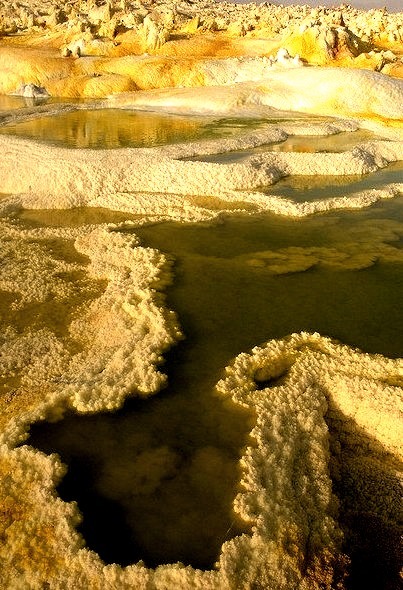 Salt and sulphur formations at Dallol Volcano in Danakil Depression, Ethiopia