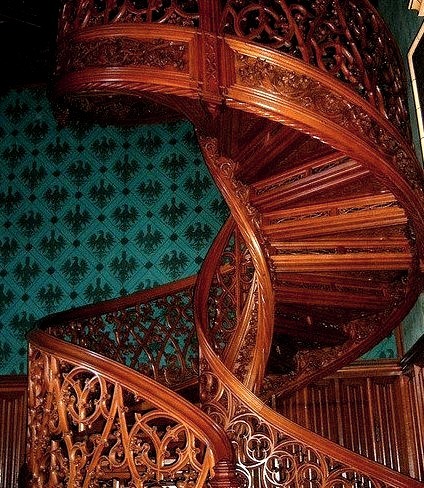 The library stairs in Lednice Castle, Czech Republic