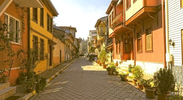 Colored houses of Mudanya, Bursa Province, Turkey