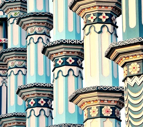 Side by side minarets in Bodh Gaya, India