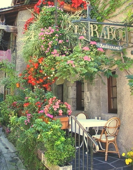 Small restaurant in Yvoire, Haute Savoie, France