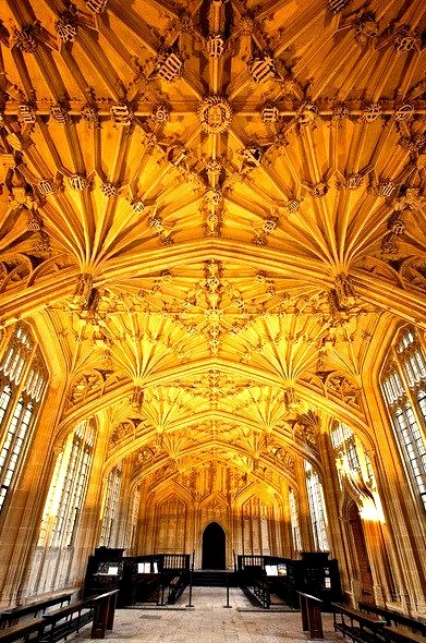 The fabulous vaulting of the Divinity School, part of the Bodleian Library in Oxford, England
