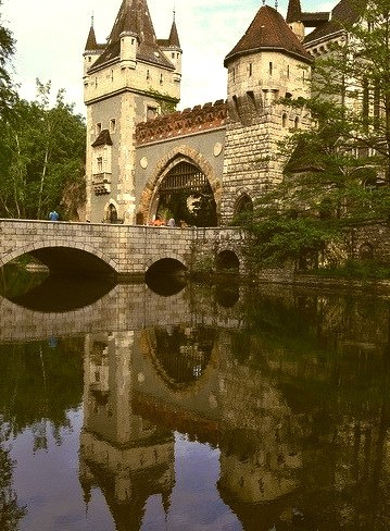 Reflections at Vajdahunyad Castle in Budapest, Hungary